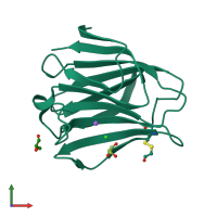 PDB entry 5t7u coloured by chain, front view.