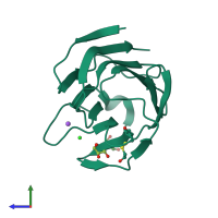 PDB entry 5t7u coloured by chain, side view.