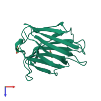 PDB entry 5t7u coloured by chain, top view.