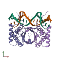 PDB entry 5t7x coloured by chain, front view.