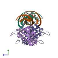 PDB entry 5t7x coloured by chain, side view.