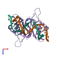 PDB entry 5t7x coloured by chain, top view.
