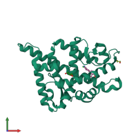 PDB entry 5t8e coloured by chain, front view.