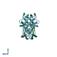 PDB entry 5t8h coloured by chain, side view.