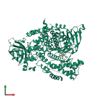 PDB entry 5t8i coloured by chain, front view.