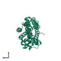 PDB entry 5t8j coloured by chain, side view.