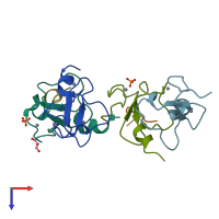 PDB entry 5t8r coloured by chain, top view.