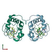 PDB entry 5t8w coloured by chain, front view.