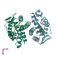 PDB entry 5t92 coloured by chain, top view.
