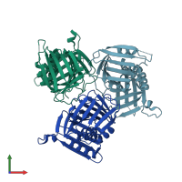PDB entry 5t9d coloured by chain, front view.