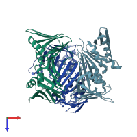 PDB entry 5t9d coloured by chain, top view.