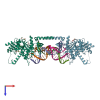 PDB entry 5t9j coloured by chain, top view.