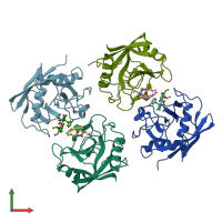 PDB entry 5t9u coloured by chain, front view.