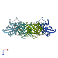 PDB entry 5t9u coloured by chain, top view.