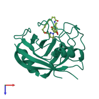 PDB 5t9w coloured by chain and viewed from the top.