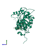 PDB entry 5ta6 coloured by chain, side view.