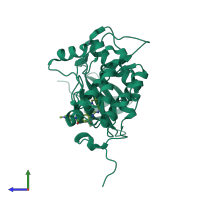 PDB entry 5ta8 coloured by chain, side view.