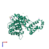 PDB entry 5tao coloured by chain, top view.