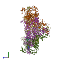 PDB entry 5tax coloured by chain, side view.