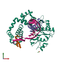 PDB entry 5tbb coloured by chain, front view.