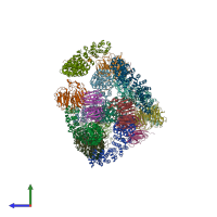 PDB entry 5tbk coloured by chain, side view.