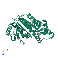 PDB entry 5tbs coloured by chain, top view.
