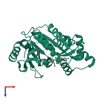 PDB entry 5tbt coloured by chain, top view.