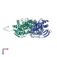 PDB entry 5tc5 coloured by chain, top view.