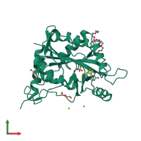 PDB entry 5tc8 coloured by chain, front view.
