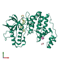 PDB entry 5tco coloured by chain, front view.