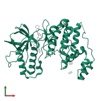 Mitogen-activated protein kinase 14 in PDB entry 5tco, assembly 1, front view.