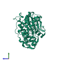 Mitogen-activated protein kinase 14 in PDB entry 5tco, assembly 1, side view.