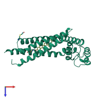 PDB entry 5tcx coloured by chain, top view.