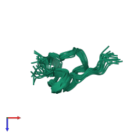 PDB entry 5tcz coloured by chain, ensemble of 20 models, top view.