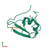 PDB entry 5tda coloured by chain, front view.