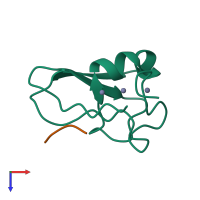 PDB entry 5tda coloured by chain, top view.