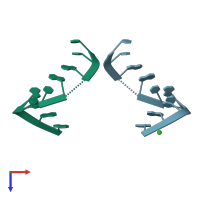 PDB entry 5tdj coloured by chain, top view.