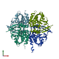 PDB entry 5tdx coloured by chain, front view.