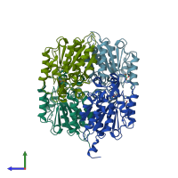 PDB entry 5tdx coloured by chain, side view.