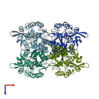 PDB entry 5tdx coloured by chain, top view.