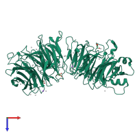 PDB entry 5tee coloured by chain, top view.