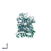 PDB entry 5teh coloured by chain, side view.
