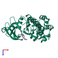 PDB entry 5tex coloured by chain, top view.