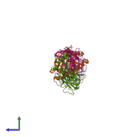 PDB entry 5tez coloured by chain, side view.