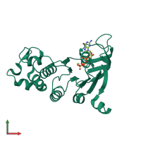 PDB entry 5tfi coloured by chain, front view.