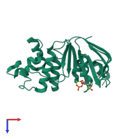 PDB entry 5tfi coloured by chain, top view.