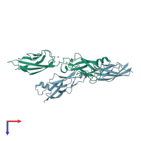 PDB entry 5tfl coloured by chain, top view.