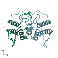 PDB entry 5tfv coloured by chain, front view.