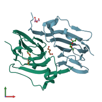 PDB entry 5tfz coloured by chain, front view.