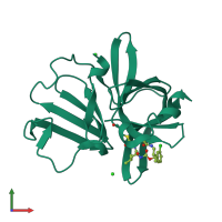PDB entry 5tg1 coloured by chain, front view.